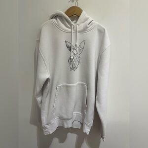 PLAYBOY White Hoodie with Spider Web Bunny Logo Large